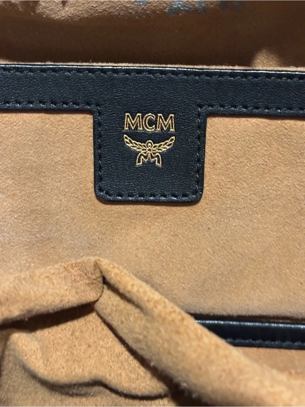 MCM Bionic Black Logo Backpack with Graphic Front Pocket